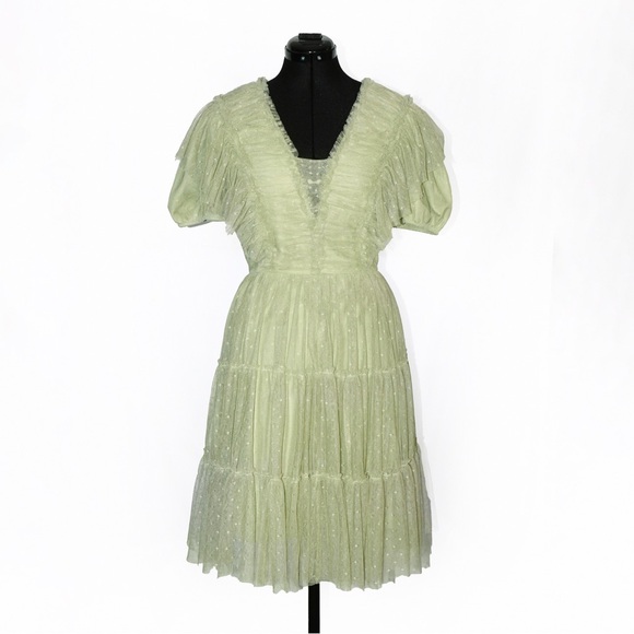 Jessakae Dresses & Skirts - Tulle Midi Dress Short Sleeve V-neckline